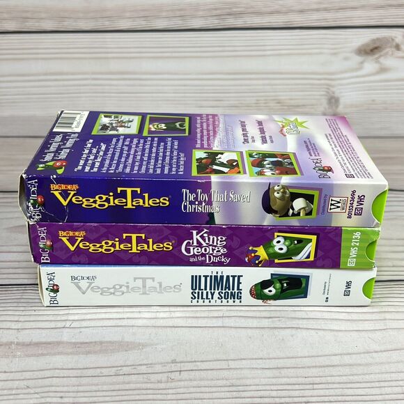VeggieTales: 3 VHS Lot Toy Saved Christmas King George Ducky Ultimate Silly Song - Picture 4 of 12
